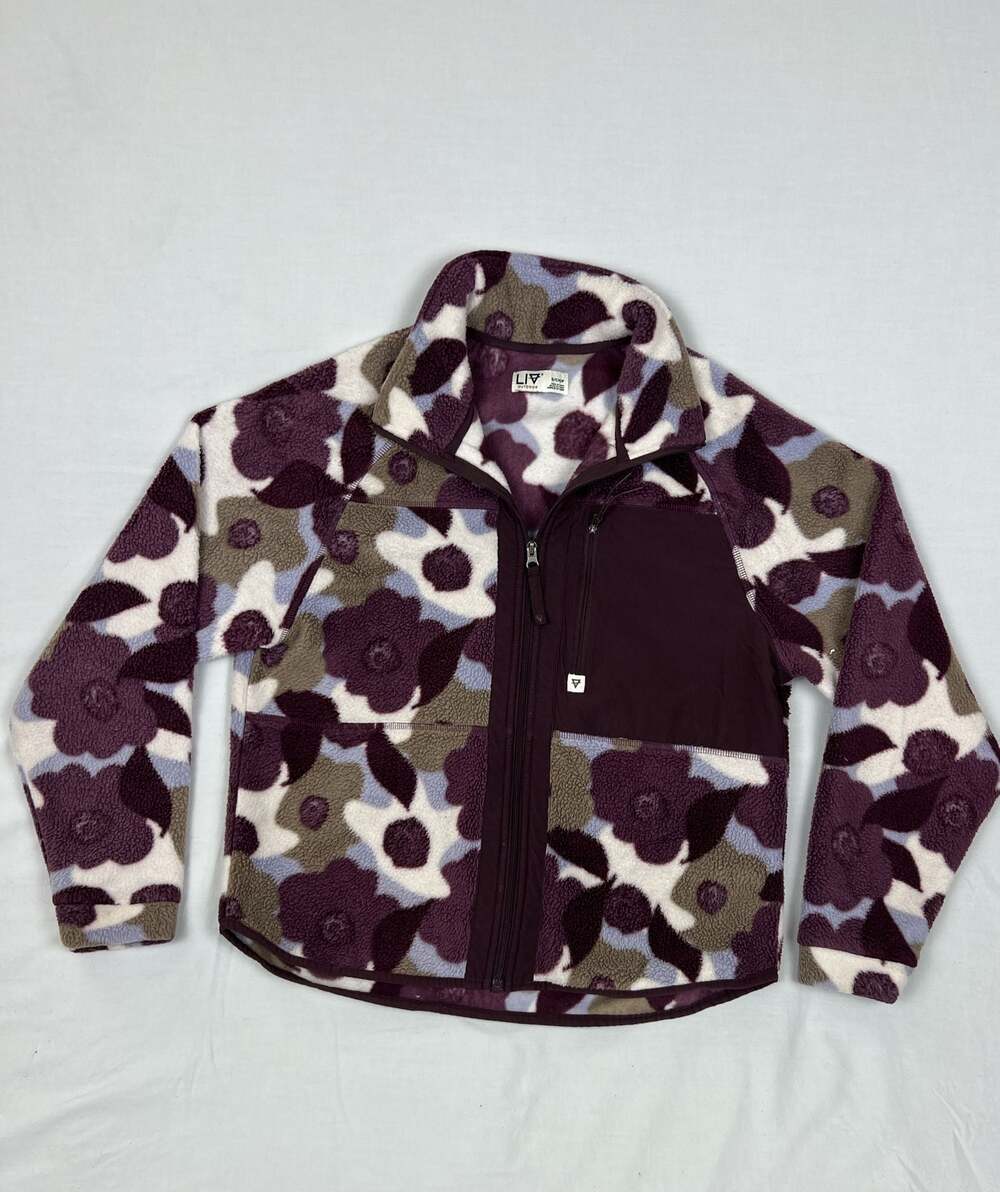 Liv Outdoor Women's Floral Print Sherpa Fleece Full Zip Jacket Size Small